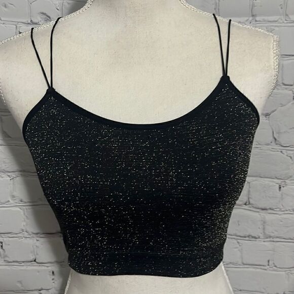 Gilly Hicks - Black Sparkly - Crop Cami - S - Picture 1 of 5